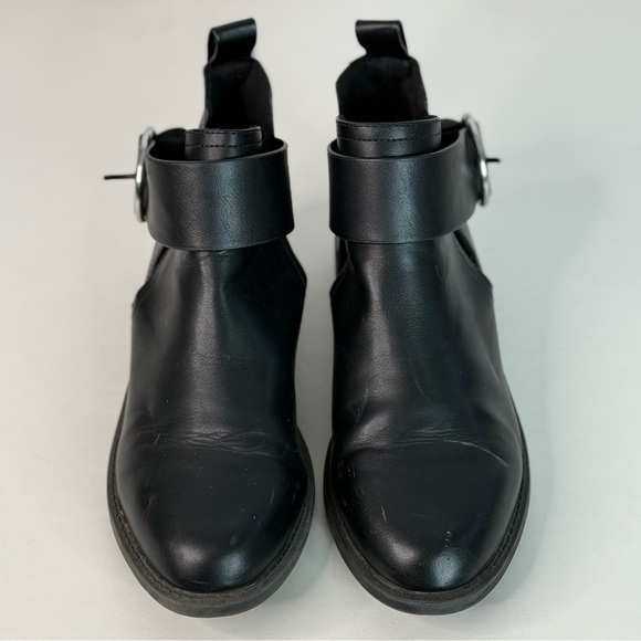 H&M Divided Faux Leather Black Cut-out Low Heel Moto Ankle Boot Size 5.5 - Picture 3 of 16